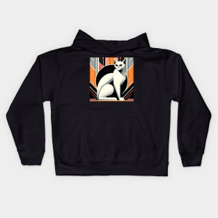 Elegant Art Deco Cat - Vintage Feline Charm Kids Hoodie